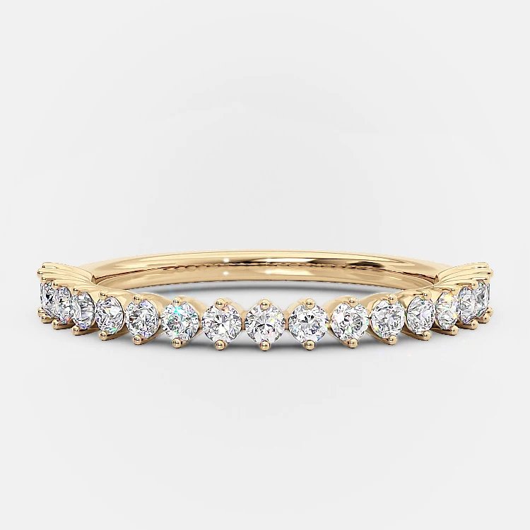 Gold Plated 925 Silver Stacking Ring with 5A White Cubic Zirconia