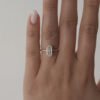 Elegant Emerald-Cut 5A White Cubic Zirconia Gold-Plated 925 Silver Ring on a finger
