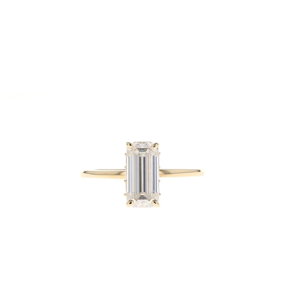 Emerald-Cut 5A White Cubic Zirconia Gold-Plated 925 Silver Ring