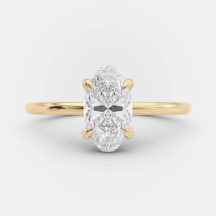 Gold-Plated 925 Silver Oval Cut 5A Cubic Zirconia Solitaire Ring